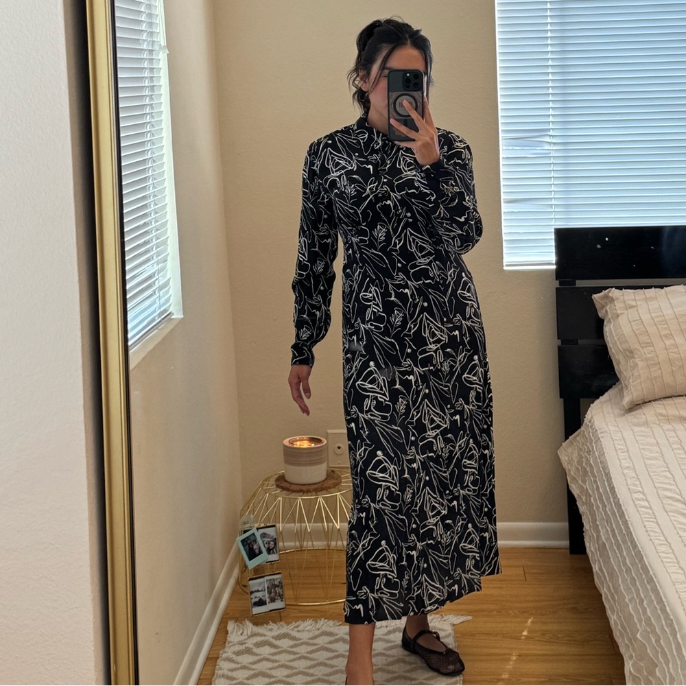 Zara Black and White Long Sleeve Dress